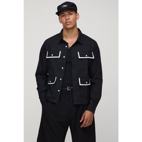 Veste Harrington à poches contrastantes - S - Boohooman - Modalova