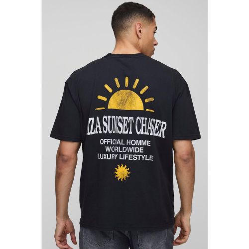 T-shirt oversize à imprimé coucher de soleil - S - Boohooman - Modalova