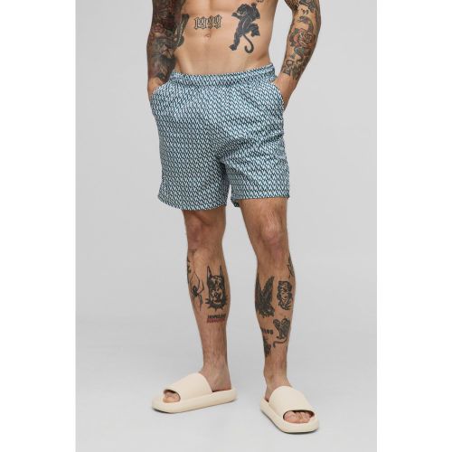 Short de bain mi-long à imprimé abstrait homme - S - Boohooman - Modalova