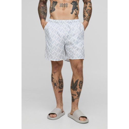 Short de bain mi-long à imprimé abstrait homme - S - Boohooman - Modalova