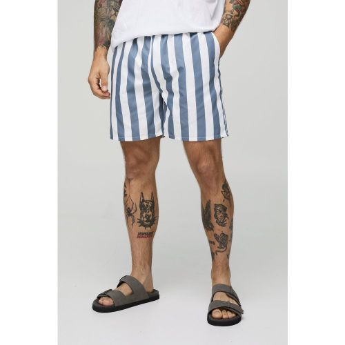 Short de bain mi-long à rayures - S - Boohooman - Modalova