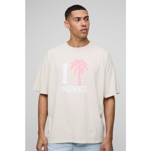 T-shirt oversize délavé à imprimé palmier - S - Boohooman - Modalova