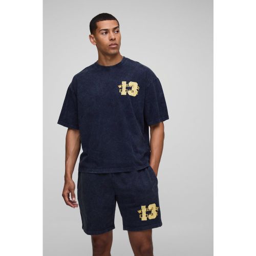Ensemble oversize délavé avec t-shirt et short - S - Boohooman - Modalova