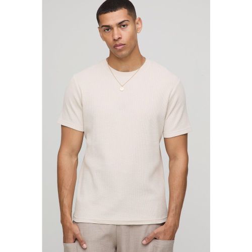 T-shirt cintré en tissu gaufré - S - Boohooman - Modalova