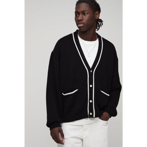 Cardigan oversize à surpiqûres - MAN - S - Boohooman - Modalova