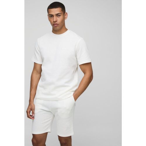 Ensemble en tissu gaufré avec t-shirt et short - MAN - S - Boohooman - Modalova