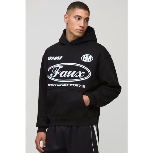 Sweat à capuche oversize imprimé moto - S - Boohooman - Modalova
