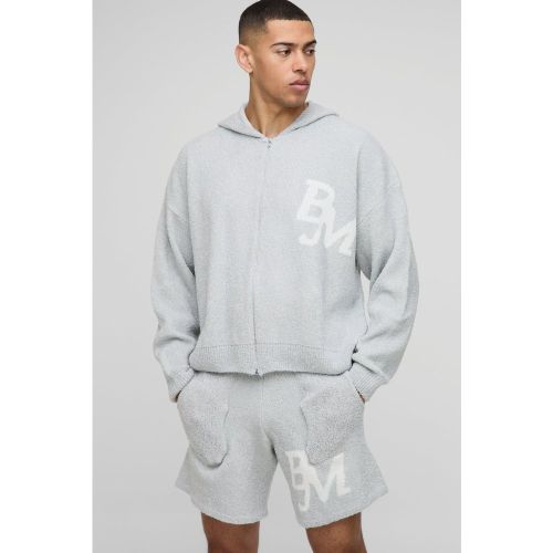 Ensemble en maille avec sweat à capuche zippé et short - S - Boohooman - Modalova