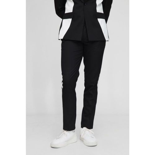 Slim Fit Contrast Panel Tailored Trouser - 28 - Boohooman - Modalova