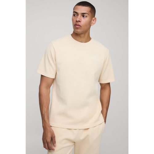 T-shirt côtelé délavé à broderie - MAN - S - Boohooman - Modalova