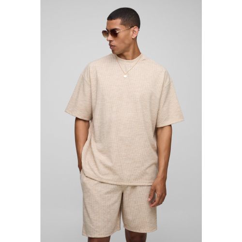 Ensemble oversize texturé avec t-shirt et short - S - Boohooman - Modalova