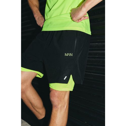 Short stretch perforé 2 en 1 - MAN Active homme - S - Boohooman - Modalova