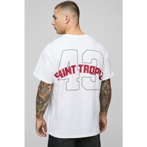 T-shirt oversize universitaire à slogan St Tropez - S - Boohooman - Modalova