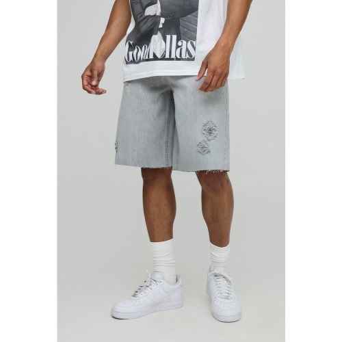 Short baggy en jean délavé à écusson - 28 - Boohooman - Modalova