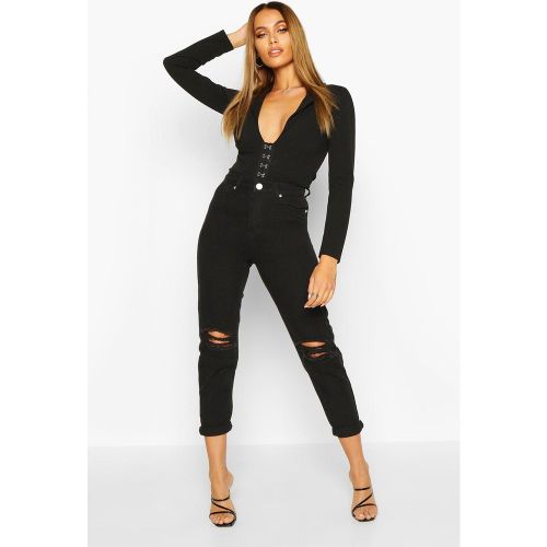 Jean Mom Déchiré Taille Mi-Haute - 40 - boohoo - Modalova