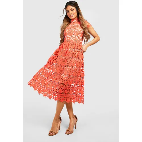 Robe De Demoiselle D'Honneur Mi-Longue En Dentelle - 34 - boohoo - Modalova
