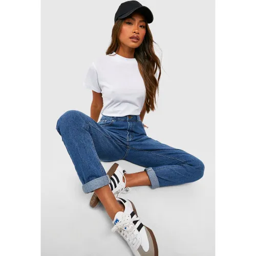 Jean Mom Délavé Taille Haute - 34 - boohoo - Modalova