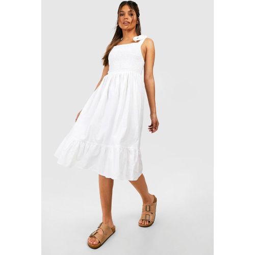 Robe Mi Longue Froncée À Bretelles Nouées - 46 - boohoo - Modalova