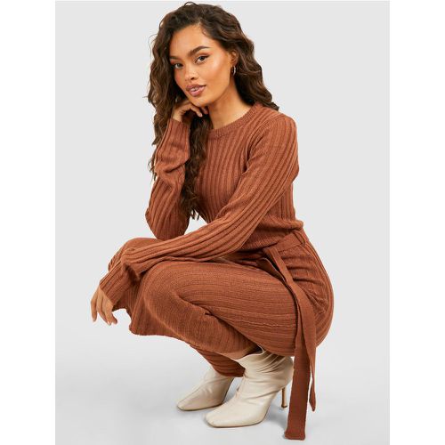 Robe Pull Longue Et Ceinturée - L - boohoo - Modalova