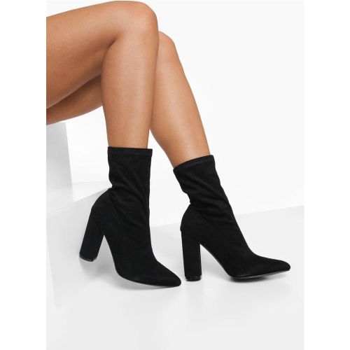 Bottines Chaussettes À Bout Pointu Et Talon Carré - Pointure Large - 36 - boohoo - Modalova