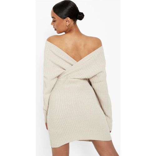 Robe Pull Côtelée À Épaules Dénudées - L - boohoo - Modalova