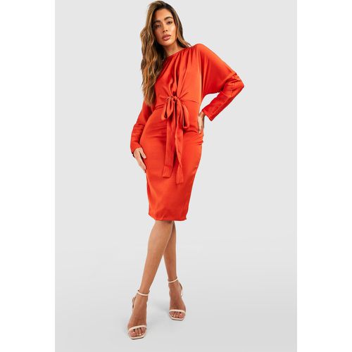 Robe Mi-Longue Satinée Nouée Dans Le Dos - 36 - boohoo - Modalova