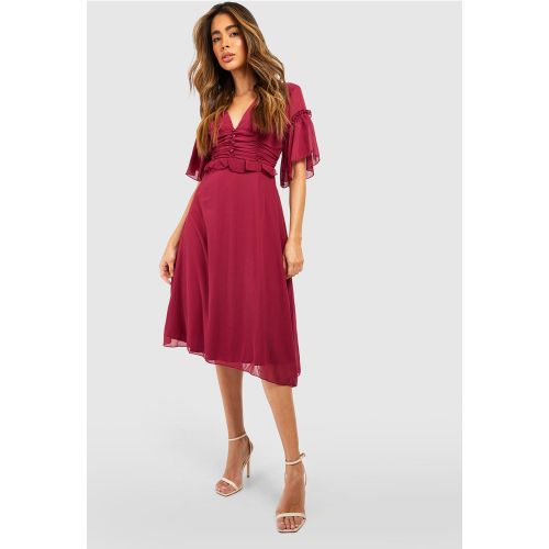 Robe Babydoll Mi Longue Plissée À Volants - 38 - boohoo - Modalova