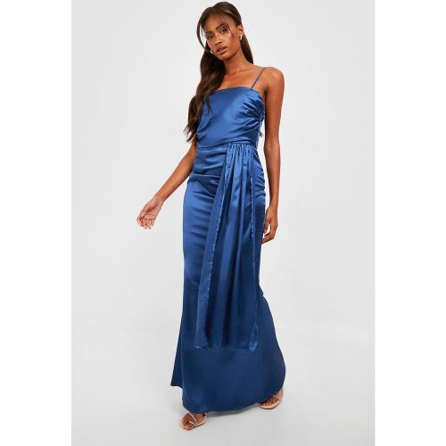 Robe Drapée Satinée À Col Bénitier - 40 - boohoo - Modalova