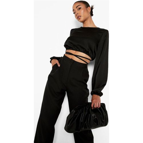 Crop Top Avec Lanières À La Taille Et Manches Longues - 42 - boohoo - Modalova