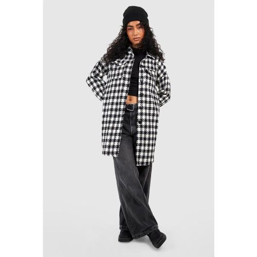 Surchemise Oversize Effet Laine À Motif Pied-De-Poule - 36 - boohoo - Modalova