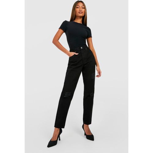 Jean Mom Déchiré Taille Mi-Haute - 34 - boohoo - Modalova