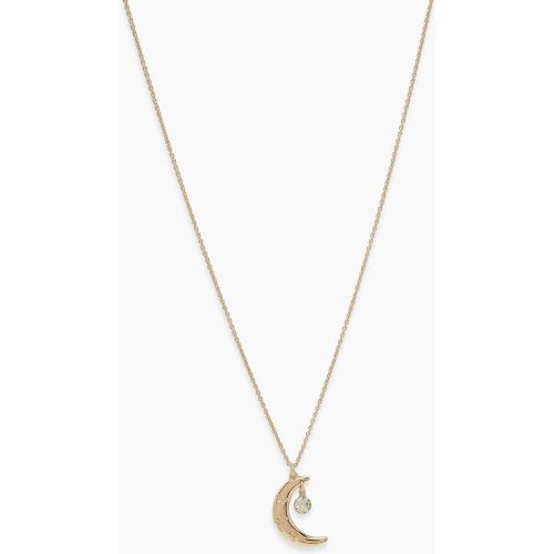 Collier À Pendentif Lune Et Pierre Fantaisie - One Size - boohoo - Modalova