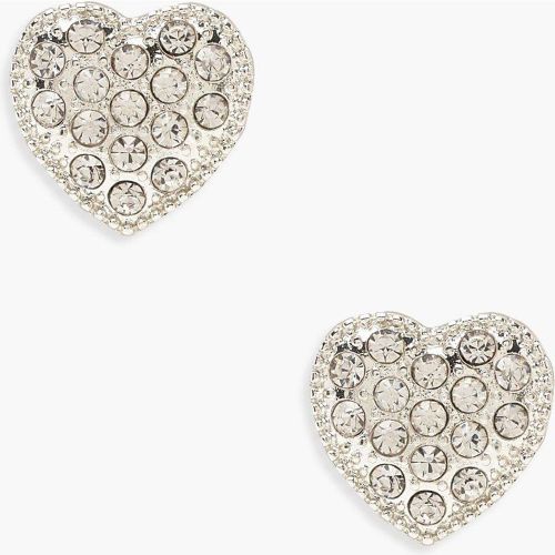 Boucles D'Oreilles En Forme De Cœur À Détails Strassés - One Size - boohoo - Modalova
