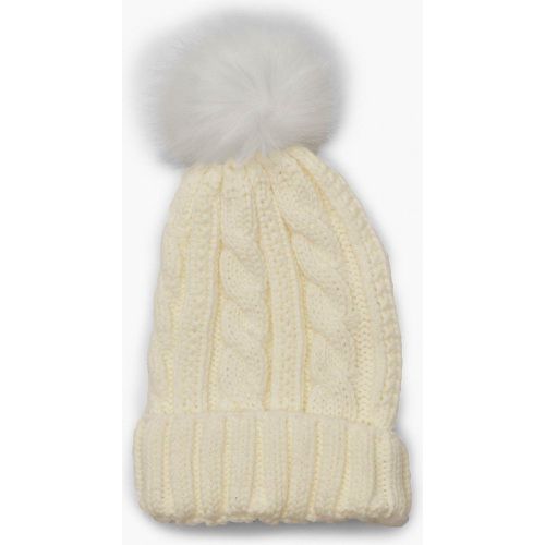 Bonnet En Maille Torsadée À Pompon - One Size - boohoo - Modalova