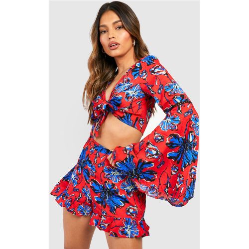 Ensemble Fleuri Avec Crop Top Volanté Et Short - 38 - boohoo - Modalova