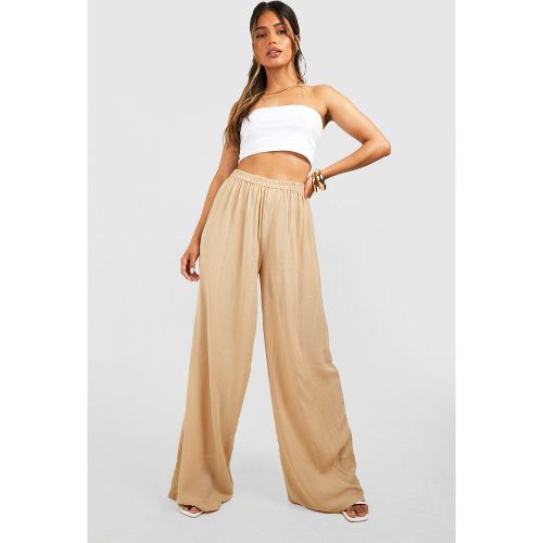 Pantalon Large Texturé - Blanc Écru - 8, Blanc Écru - boohoo - Modalova