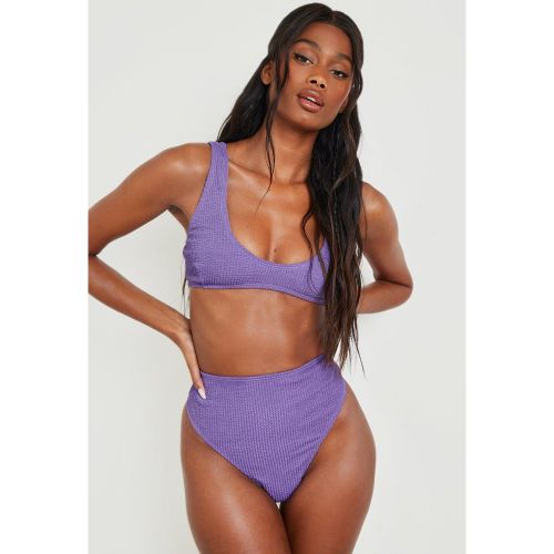 Bas De Maillot De Bain Texturé À Taille Haute - 34 - boohoo - Modalova