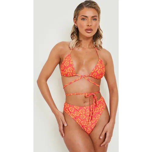 Bas De Maillot De Bain Taille Haute À Imprimé Fleuri - 38 - boohoo - Modalova