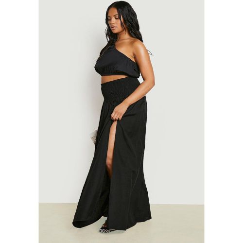 Grande Taille - Ensemble Avec Crop Top Asymétrique Et Jupe Fendue - 56 - boohoo - Modalova