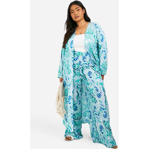 Grande Taille - Kimono Long À Imprimé Cachemire - boohoo - Modalova