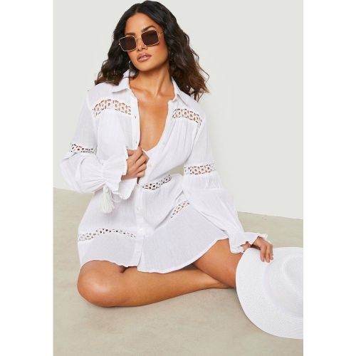 Robe De Plage En Dentelle À Franges - S - boohoo - Modalova