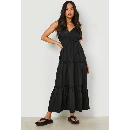 Petite" - Robe Longue Cache-Cœur Froncée - 34 - boohoo - Modalova