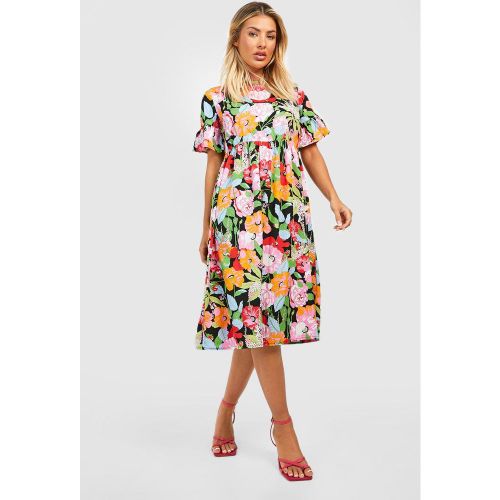 Robe Babydoll Mi-Longue À Imprimé Fleuri - 38 - boohoo - Modalova