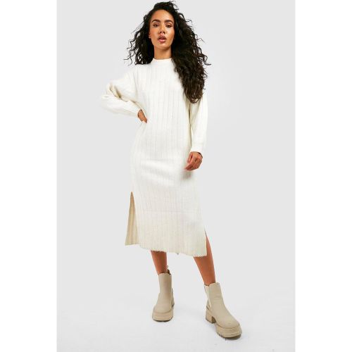 Robe Pull Mi-Longue Côtelée Épaisse - Blanc Écru - 36, Blanc Écru - boohoo - Modalova