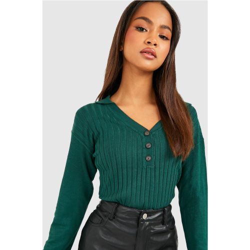 Pull Boutonné En Maille - M - boohoo - Modalova