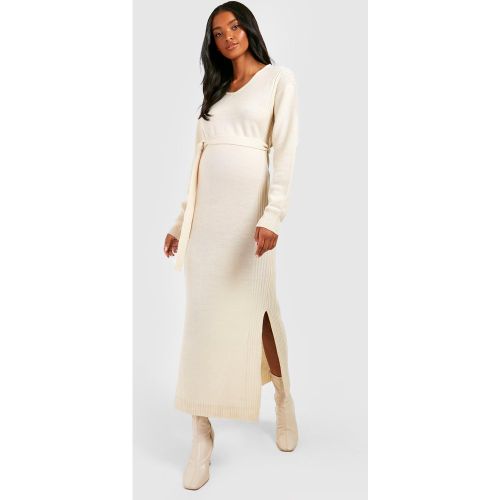 Maternité - Robe De Grossesse Longue Fendue En Maille - 36 - boohoo - Modalova