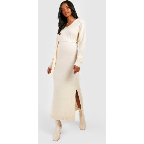 Maternité - Robe De Grossesse Longue Fendue En Maille - 42 - boohoo - Modalova