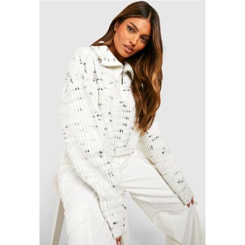 Pull Zippé En Maille Douce - Blanc Écru - L, Blanc Écru - boohoo - Modalova