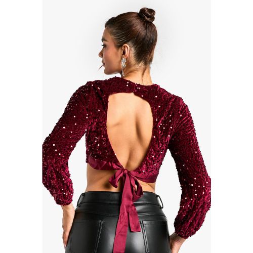 Crop Top Pailleté À Nouer - 34 - boohoo - Modalova