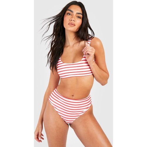 Top De Bikini À Col Rond Et Imprimé Nautique - 34 - boohoo - Modalova
